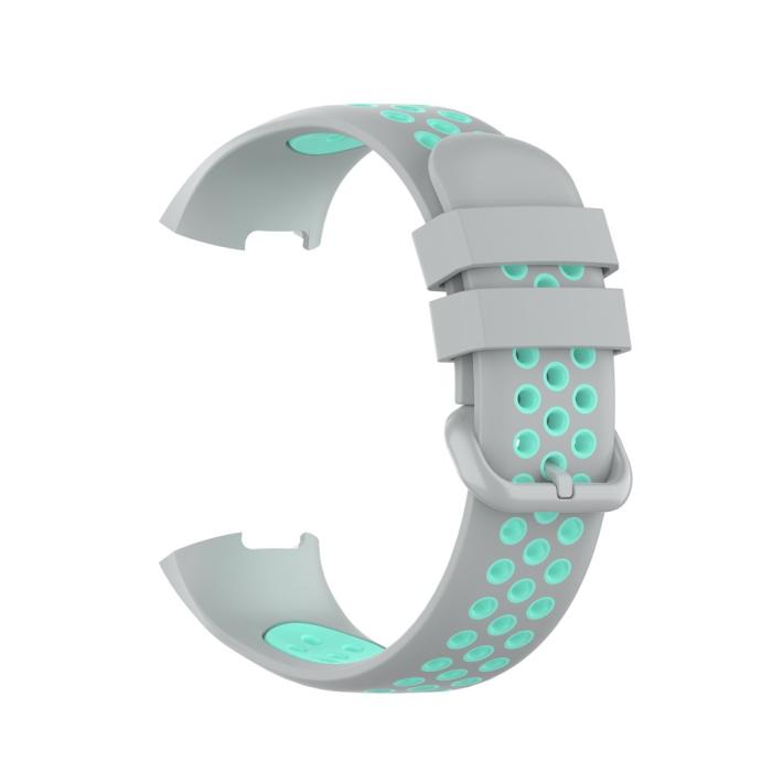 Bild 4,  Fitbit Charge 4/3 Silikon Träningsarmband Grå/Cyan - Teknikhallen.se