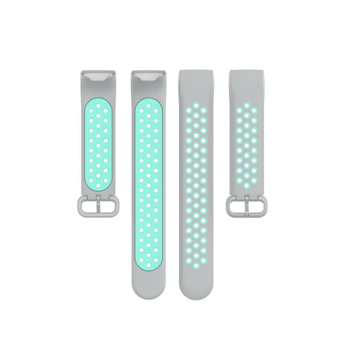 Bild 5,  Fitbit Charge 4/3 Silikon Träningsarmband Grå/Cyan - Teknikhallen.se