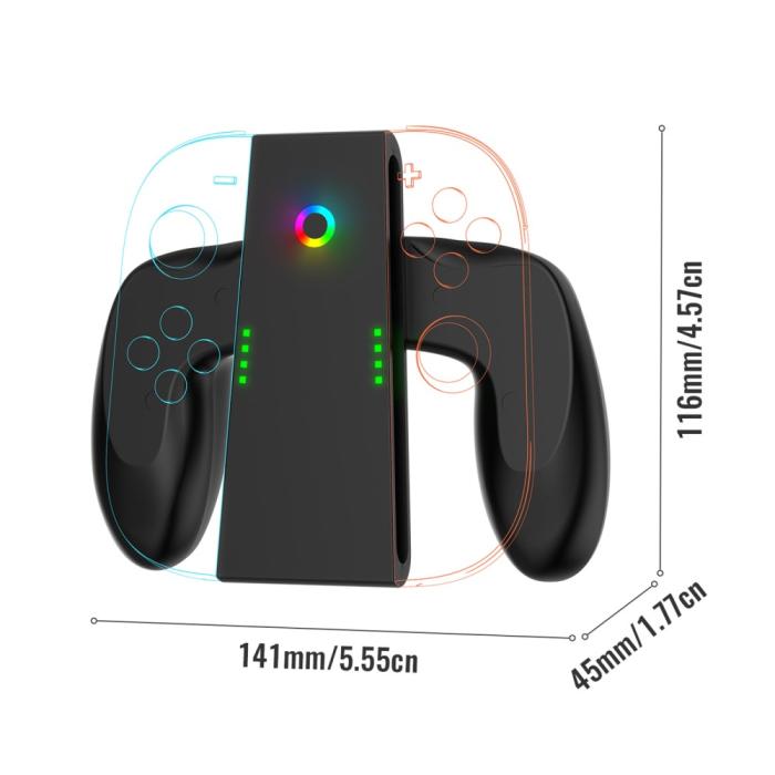 Bild 5, JYS JYS Nintendo Switch 2 Joy-Con Charging Grip Svart - Teknikhallen.se
