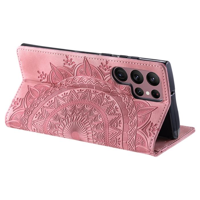 Bild 4,  Samsung Galaxy S24 Ultra Fodral Flip Mandala Läder Roséguld - Teknikhallen.se