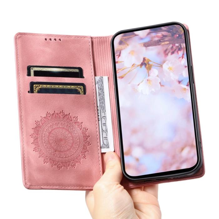 Bild 5,  Samsung Galaxy S24 Ultra Fodral Flip Mandala Läder Roséguld - Teknikhallen.se