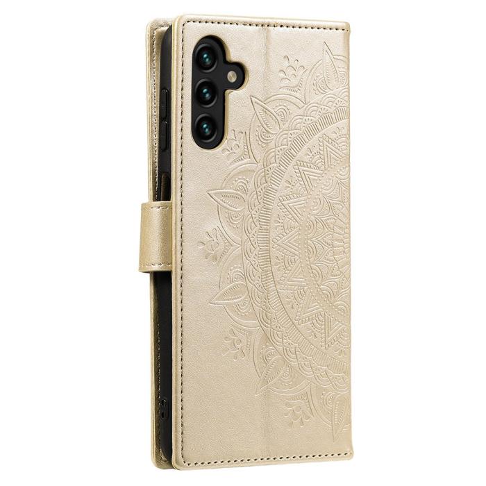 Bild 5,  Samsung Galaxy A54 5G Fodral Mandala Läder Guld - Teknikhallen.se