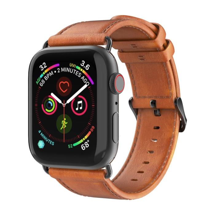 Bild 2, DUX DUCIS DUX DUCIS Apple Watch 42/44/45/46/49 mm Klockarmband Äkta Läder Brun - Teknikhallen.se
