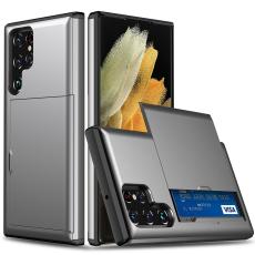  Samsung Galaxy S22 Ultra Skal Hybrid Med Kortfack Gr&aring; - Teknikhallen.se