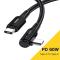 ESSAGER ESSAGER 2m 60W PD USB-C - USB-C Elbow Laddningskabel Svart - Teknikhallen.se