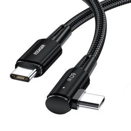 ESSAGER ESSAGER 2m 60W PD USB-C - USB-C Elbow Laddningskabel Svart - Teknikhallen.se