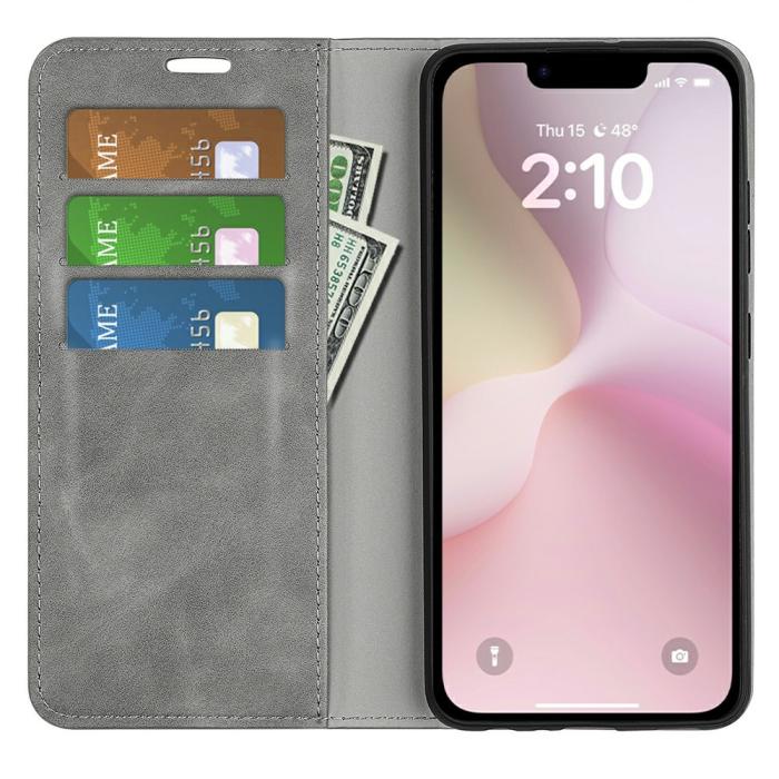 Bild 2,  iPhone 17e / 16e Fodral Flip Skin Touch Grå - Teknikhallen.se