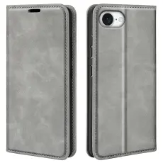  iPhone 17e / 16e Fodral Flip Skin Touch Gr&aring; - Teknikhallen.se