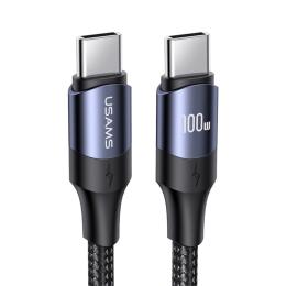 USAMS USAMS 3m 100W Snabbladdningskabel Nylon USB-C/USB-C Svart - Teknikhallen.se