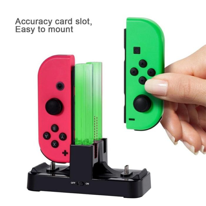 Bild 2, DOBE DOBE LED Laddningsstation För Joy-Con/Pro Handkontroller Svart - Teknikhallen.se