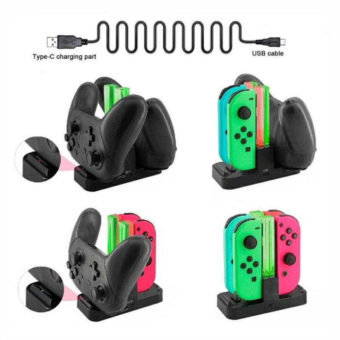 Bild 5, DOBE DOBE LED Laddningsstation För Joy-Con/Pro Handkontroller Svart - Teknikhallen.se