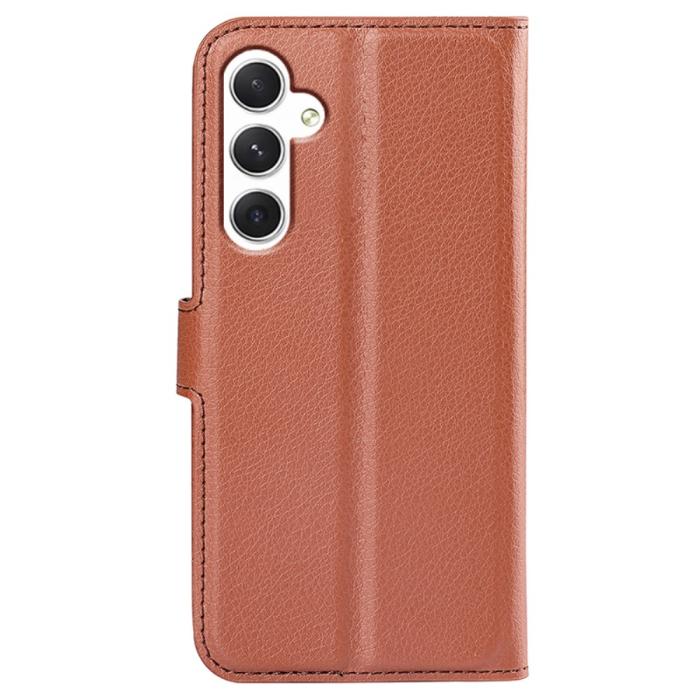 Bild 6,  Samsung Galaxy S24 Fodral Litchi Läder Brun - Teknikhallen.se