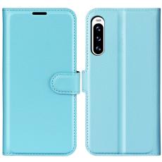  Sony Xperia 10 V Litchi Pl&aring;nboksfodral Ljus Bl&aring; - Teknikhallen.se