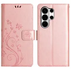  Samsung Galaxy S26 Ultra Fodral Med Blommigt Tryck Ros&eacute;guld - Teknikhallen.se