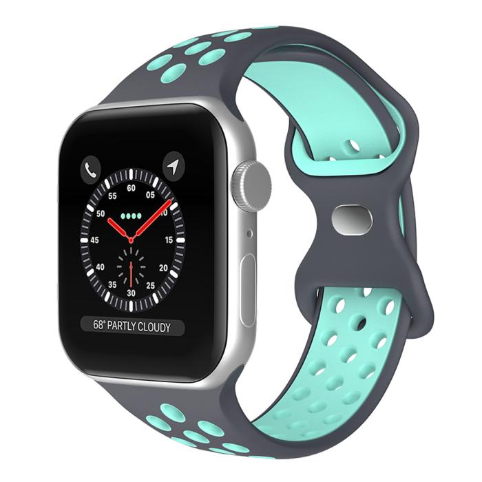 Bild 2, ColorPop Sportarmband Dual-Color Apple Watch 42/41/40/38 mm (M/L) Grå/Teal - Teknikhallen.se