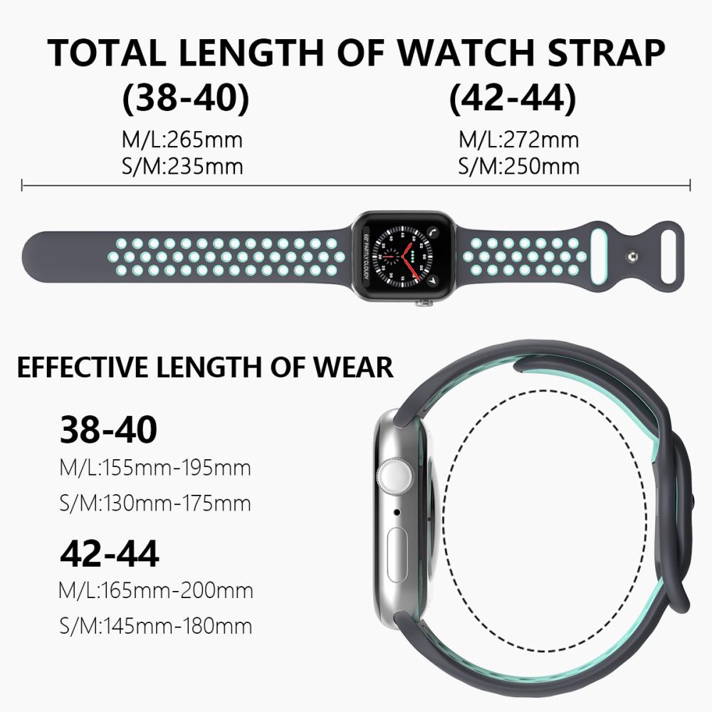 ColorPop Sportarmband Dual-Color Apple Watch 41/40/38 mm (M/L) Grå/Teal - Teknikhallen.se