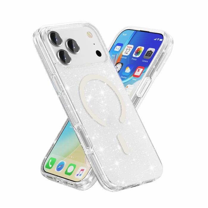 Bild 2,  iPhone 17 Pro Max Skal MagSafe Glitter Transparent - Teknikhallen.se