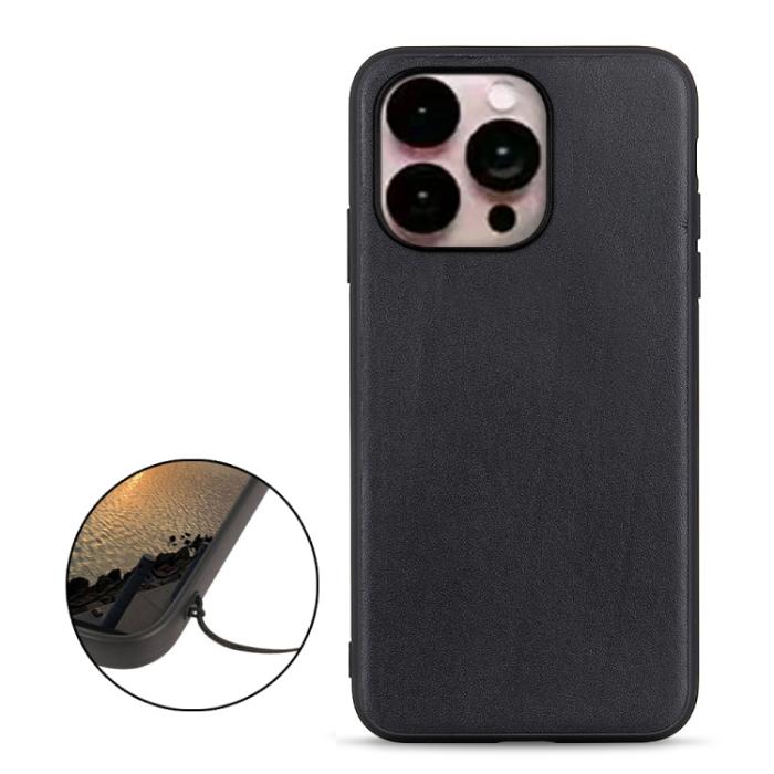 Bild 2,  iPhone 14 Pro Max Skal Äkta Läder Svart - Teknikhallen.se