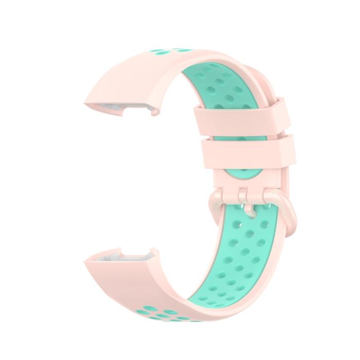 Bild 3,  Fitbit Charge 4/3 Silikon Träningsarmband Ljus Rosa/Grön - Teknikhallen.se