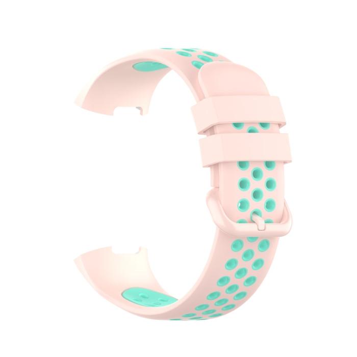 Bild 4,  Fitbit Charge 4/3 Silikon Träningsarmband Ljus Rosa/Grön - Teknikhallen.se