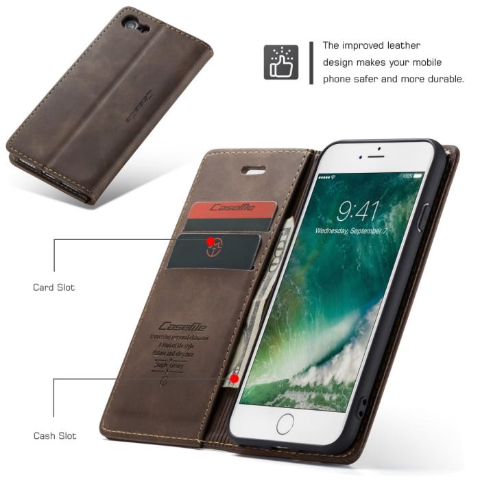 Bild 2, CASEME iPhone 7/8/SE (2020/2022) - CASEME Retro Fodral - Brun - Teknikhallen.se