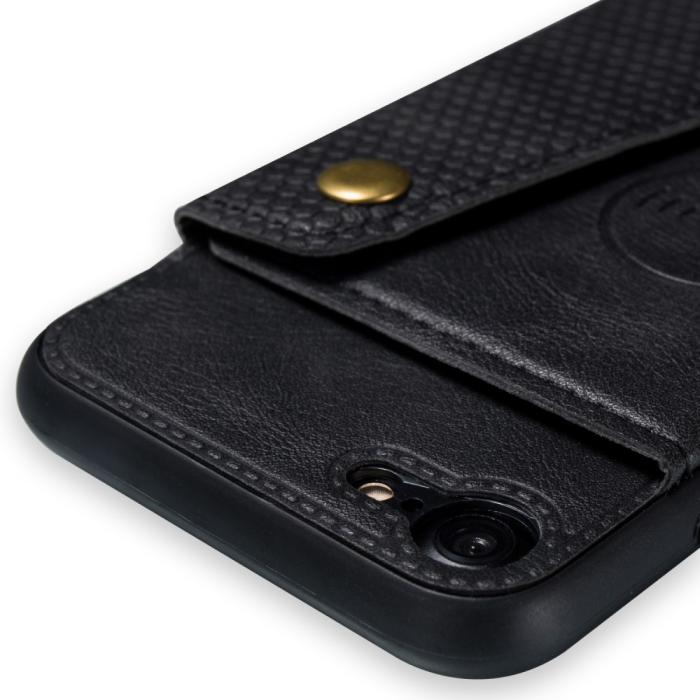 Bild 3,  iPhone 7/8/SE (2020/2022) - Läder Skal Med Kortfack Och Magnet - Svart - Teknikhallen.se