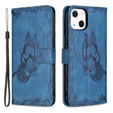  iPhone 13 Mini - Fj&auml;ril Tryck L&auml;der Fodral - Bl&aring; - Teknikhallen.se