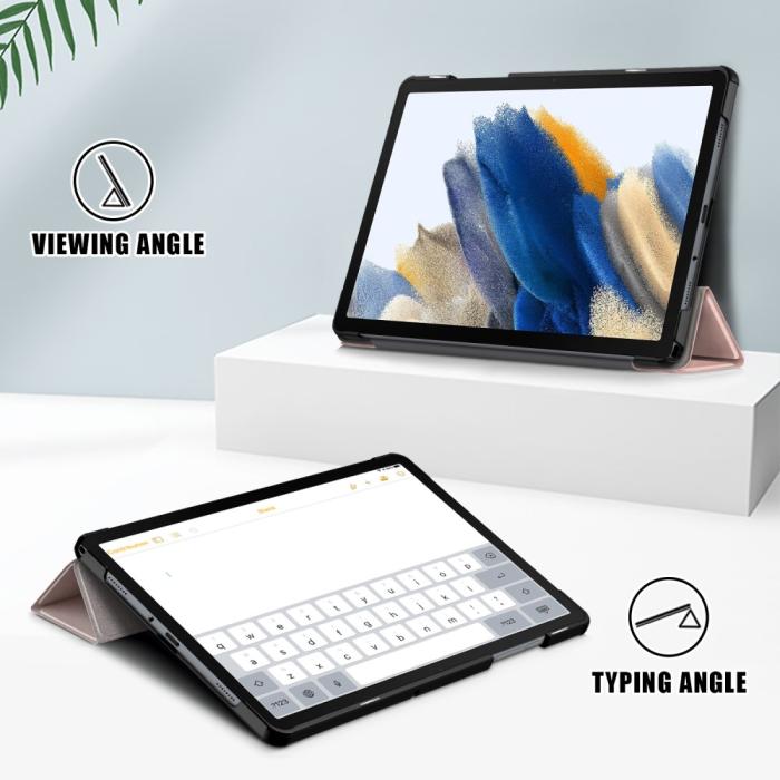 Bild 3,  Samsung Galaxy Tab A9 Plus Fodral Tri-Fold PU Läder Roséguld - Teknikhallen.se
