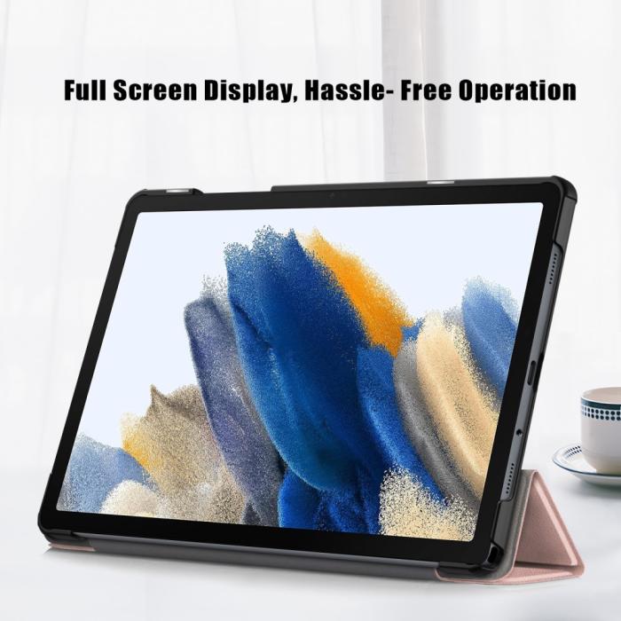 Bild 5,  Samsung Galaxy Tab A9 Plus Fodral Tri-Fold PU Läder Roséguld - Teknikhallen.se