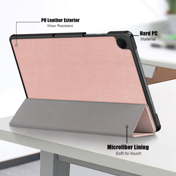 Bild 6,  Samsung Galaxy Tab A9 Plus Fodral Tri-Fold PU Läder Roséguld - Teknikhallen.se