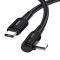 ESSAGER ESSAGER 1m 60W PD USB-C - USB-C Elbow Laddningskabel Svart - Teknikhallen.se