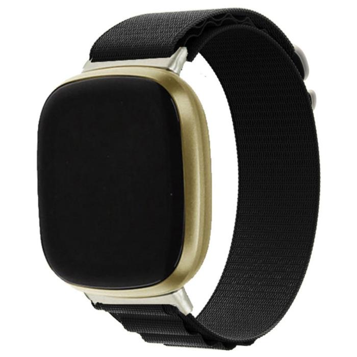 Bild 4,  Fitbit Versa 4/Sense 2 Armband Justerbar Nylon Svart - Teknikhallen.se