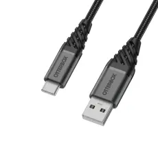 OtterBox OtterBox Premium 1m USB-C - USB-A Kabel Nylonfl&auml;tad Svart - Teknikhallen.se