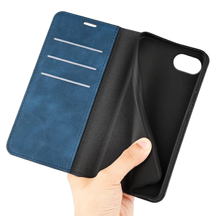 Bild 4,  iPhone 17e / 16e Fodral Flip Skin Touch Blå - Teknikhallen.se