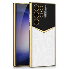 GKK GKK Galaxy S24 Ultra Skal L&auml;der Hybrid Electroplate Vit - Teknikhallen.se