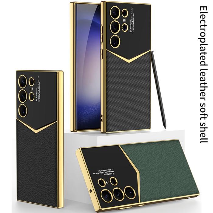 Bild 2, GKK GKK Galaxy S24 Ultra Skal Läder Hybrid Electroplate Vit - Teknikhallen.se