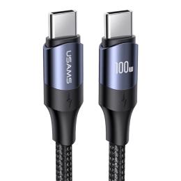 USAMS USAMS 2m 100W Snabbladdningskabel Nylon USB-C/USB-C Svart - Teknikhallen.se