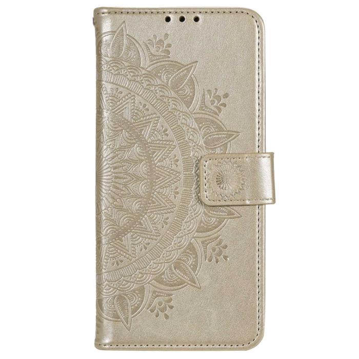 Bild 4,  Motorola Moto E22i Fodral Mandala Läder Guld - Teknikhallen.se