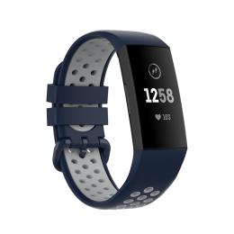  Fitbit Charge 4/3 Silikon Träningsarmband Mörk Blå/Grå - Teknikhallen.se