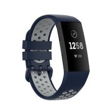  Fitbit Charge 4/3 Silikon Tr&auml;ningsarmband M&ouml;rk Bl&aring;/Gr&aring; - Teknikhallen.se