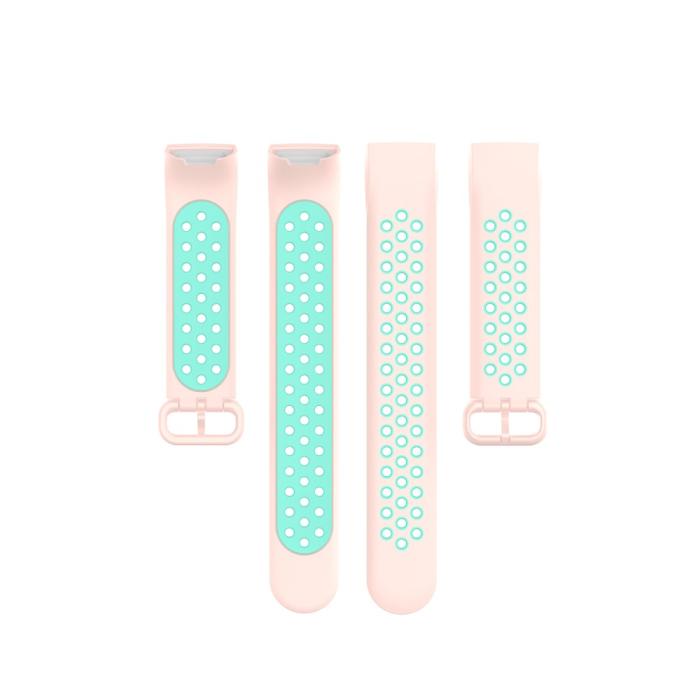 Bild 5,  Fitbit Charge 4/3 Silikon Träningsarmband Ljus Rosa/Grön - Teknikhallen.se