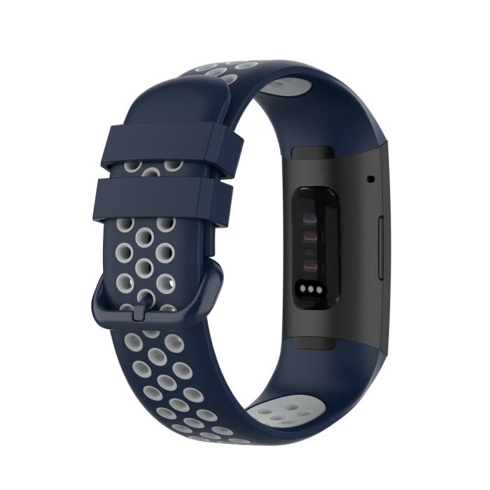 Bild 2,  Fitbit Charge 4/3 Silikon Träningsarmband Mörk Blå/Grå - Teknikhallen.se