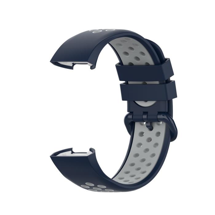 Bild 3,  Fitbit Charge 4/3 Silikon Träningsarmband Mörk Blå/Grå - Teknikhallen.se