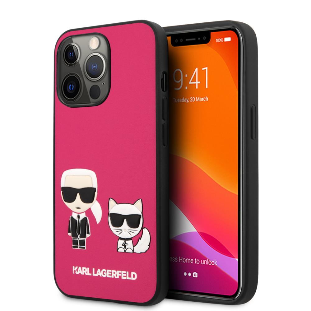 Karl Lagerfeld Karl Lagerfeld iPhone 13 Pro Max Skal Karl & Choupette PU Läder Fuchsia - Teknikhallen.se