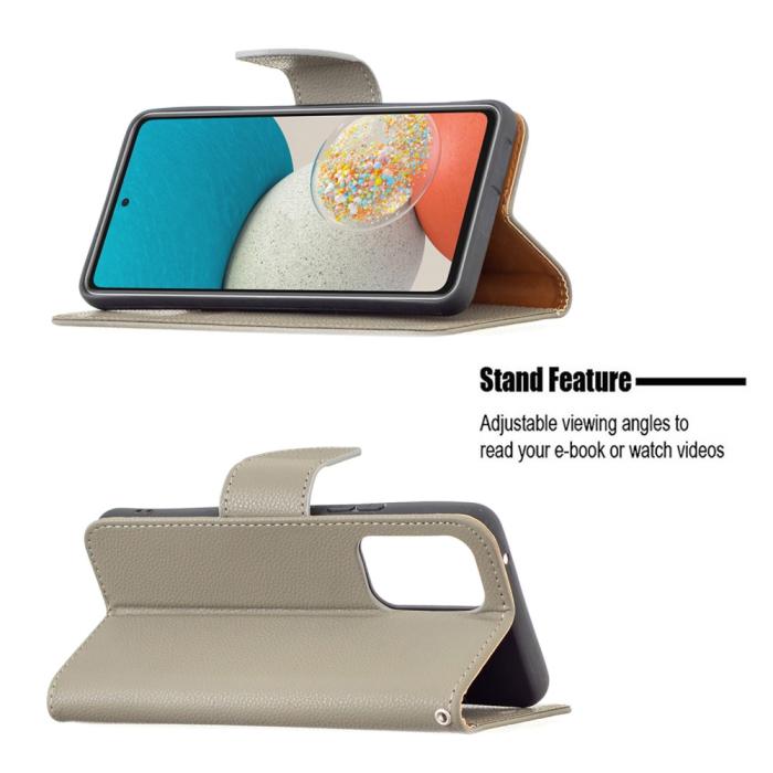Bild 4,  Samsung Galaxy A53 5G Fodral Litchi Shark Läder Grå - Teknikhallen.se