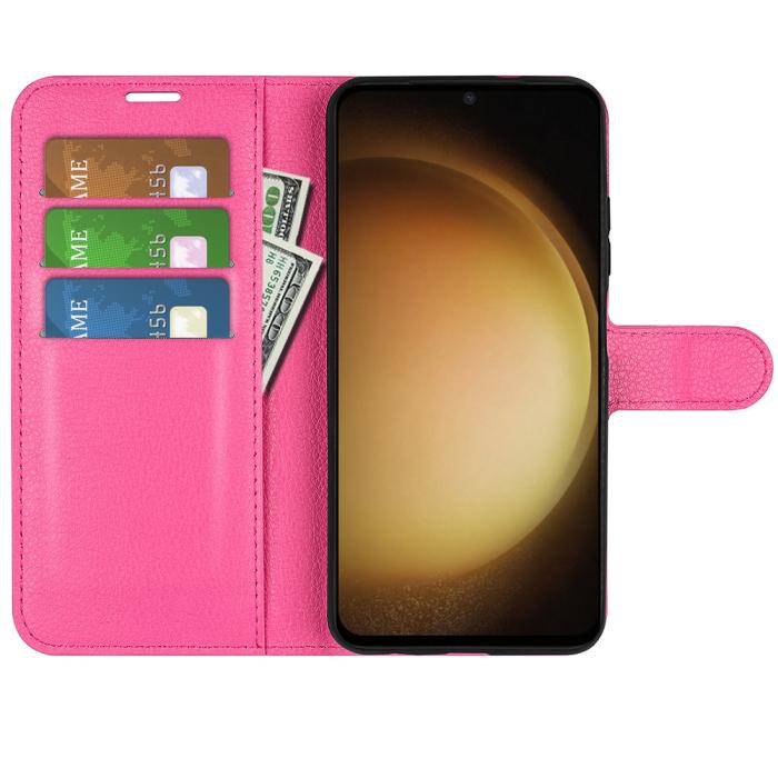 Bild 2,  Samsung Galaxy S24 Plus Fodral Litchi Textur Rosa - Teknikhallen.se