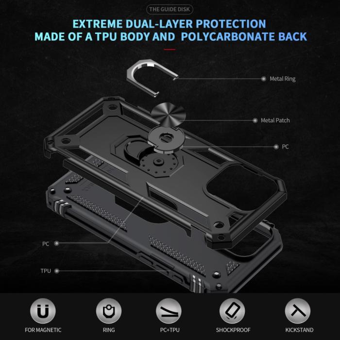 Bild 5,  iPhone 16 Pro Max Skal Shockproof Hybrid Ring Svart - Teknikhallen.se