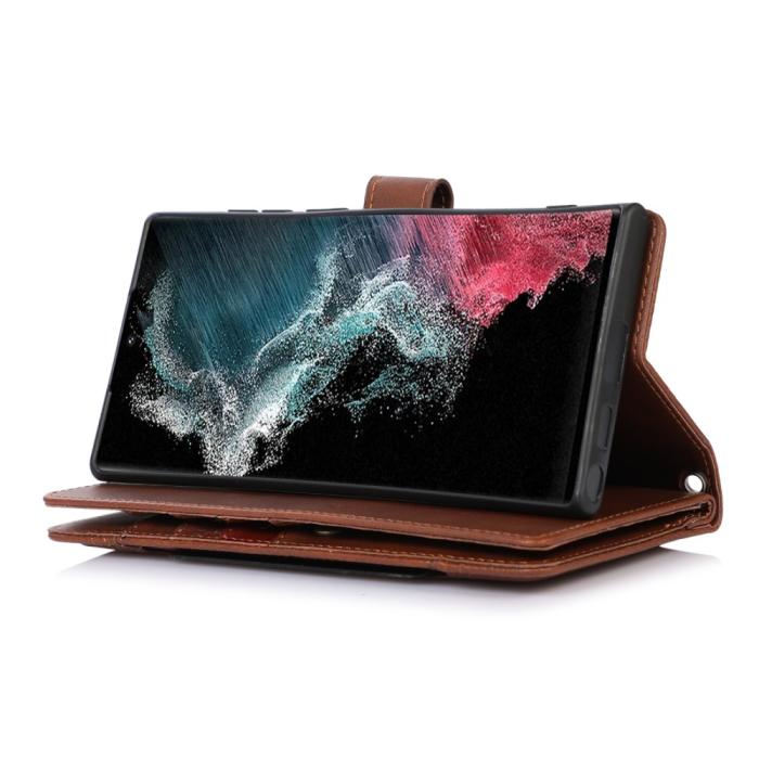 Bild 5,  Samsung Galaxy S22 Ultra Fodral Multifunktionellt Brun - Teknikhallen.se
