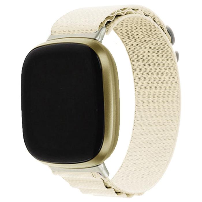 Bild 5,  Fitbit Versa 4/Sense 2 Armband Justerbar Nylon Off White - Teknikhallen.se
