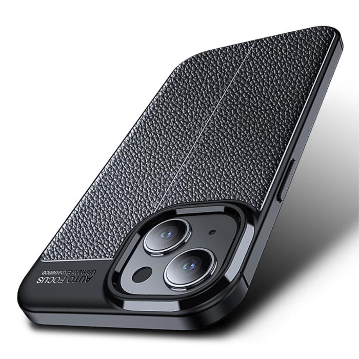 Bild 6,  iPhone 15 Skal Litchi Textur Svart - Teknikhallen.se